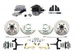 1964-1972 GM A Body Front Power 2" Drop Disc Brake Conversion Kit Drilled & Slotted Rotors W/ 9" Dual Powder Coated Black Booster Kit