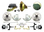 1964-1972 GM A Body Front Power 2" Drop Disc Brake Conversion Kit Drilled & Slotted & Powder Coated Black Calipers Rotors W/ 11" Single Delco Moraine Stamped Zinc Booster Kit