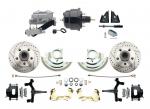 1964-1972 GM A Body Front Power 2" Drop Disc Brake Conversion Kit Drilled & Slotted & Powder Coated Black Calipers Rotors W/ 8" Dual Powder Coated Black Booster Kit