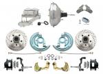1964-1972 GM A Body Front Power Disc Brake Conversion Kit Drilled/ Slotted Rotors Powder Coated Black Calipers W/ 11" Chrome Booster Kit