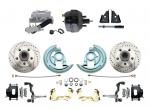 1964-1972 GM A Body Front Power Disc Brake Conversion Kit Drilled & Slotted & Powder Coated Black Calipers Rotors 9" Dual Powder Coated Black Booster Kit