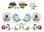 1964-1972 GM A Body Front Power Disc Brake Conversion Kit Drilled & Slotted & Powder Coated Red Calipers Rotors W/ 8"Dual Zinc Booster Kit