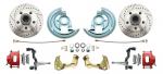 1964-1972 GM A Body (Chevelle,  GTO,  Cutlass) Stock Height Front Disc Brake Kit W/ Drilled & Slotted Rotors Red Calipers