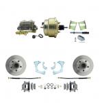 1965-1968 GM Full Size Front Disc Brake Kit (Impala,  Bel Air,  Biscayne) &  8" Dual Zinc Booster Conversion Kit W/ Cast Iron Master Cylinder Bottom Mount Disc/ Drum Proportioning Valve Kit