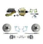 1965-1968 GM Full Size Front Disc Brake Kit (Impala,  Bel Air,  Biscayne) & 8" Dual Zinc Booster Conversion Kit W/ Cast Iron Master Cylinder Left Mount Disc/ Drum Proportioning Valve Kit