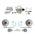 1965-1968 GM Full Size Front Disc Brake Kit (Impala,  Bel Air,  Biscayne) & 8" Dual Chrome Booster Conversion Kit W/ Flat Top Chrome Master Cylinder Left Mount Disc/ Drum Proportioning Valve Kit