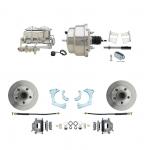 1965-1968 GM Full Size Front Disc Brake Kit (Impala,  Bel Air,  Biscayne) & 8" Dual Chrome Booster Conversion Kit W/ Chrome Master Cylinder Bottom Mount Disc/ Drum Proportioning Valve Kit