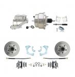 1965-1968 GM Full Size Front Disc Brake Kit (Impala,  Bel Air,  Biscayne) & 8" Dual Chrome Booster Conversion Kit W/ Chrome Master Cylinder Left Mount Disc/ Drum Proportioning Valve Kit