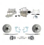 1965-1968 GM Full Size Front Disc Brake Kit (Impala,  Bel Air,  Biscayne) & 8" Dual Stainless Steel Booster Conversion Kit W/ Chrome Flat Top Master Cylinder Left Mount Disc/ Drum Proportioning Valve Kit