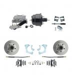 1965-1968 GM Full Size Front Disc Brake Kit (Impala,  Bel Air,  Biscayne) & 8" Dual Powder Coated Black Booster Conversion Kit W/ Aluminum Master Cylinder Left Mount Disc/ Drum Proportioning Valve Kit
