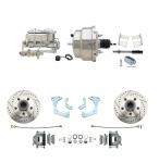 1965-1968 GM Full Size Disc Brake Kit Drilled/Slotted Rotors (Impala,  Bel Air,  Biscayne) & 8" Dual Chrome Booster Conversion Kit W/ Chrome Master Cylinder Bottom Mount Disc/ Drum Proportioning Valve Kit
