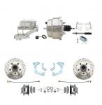 1965-1968 GM Full Size Disc Brake Kit Drilled/Slotted Rotors (Impala,  Bel Air,  Biscayne) & 8" Dual Chrome Booster Conversion Kit W/ Chrome Master Cylinder Left Mount Disc/ Drum Proportioning Valve Kit