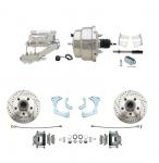 1965-1968 GM Full Size Disc Brake Kit Drilled/Slotted Rotors (Impala,  Bel Air,  Biscayne) & 8" Dual Stainless Steel Booster Conversion Kit W/ Chrome Flat Top Master Cylinder Left Mount Disc/ Drum Proportioning Valve Kit