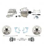 1965-1968 GM Full Size Disc Brake Kit Drilled/Slotted Rotors (Impala,  Bel Air,  Biscayne) & 8" Dual Stainless Steel Booster Conversion Kit W/ Chrome Master Cylinder Left Mount Disc/ Drum Proportioning Valve Kit