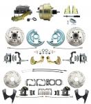 1967-1969 Camaro/ Firebird & 1968-1974 Chevy Nova Front & Rear Power Disc Brake Conversion Kit Drilled & Slotted Rotors W/ 8"Dual Zinc Booster Kit