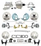 1967-1969 Camaro/ Firebird & 1968-1974 Chevy Nova Front & Rear Power Disc Brake Conversion Kit Drilled & Slotted Rotors W/8" Dual Chrome Flat Top Booster Kit