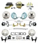 1967-1969 Camaro/ Firebird & 1968-1974 Chevy Nova Front & Rear Power Disc Brake Conversion Kit Drilled & Slotted & Powder Coated Black Calipers Rotors W/ 8"Dual Zinc Booster Kit
