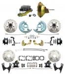 1967-1969 Camaro/ Firebird & 1968-1974 Chevy Nova Front & Rear Power Disc Brake Conversion Kit Drilled & Slotted & Powder Coated Black Calipers Rotors W/ 11"Delco Stamped Booster Kit