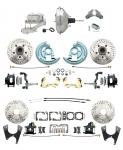 1967-1969 Camaro/ Firebird & 1968-1974 Chevy Nova Front & Rear Power Disc Brake Conversion Kit Drilled & Slotted & Powder Coated Black Calipers Rotors 11" Chrome Booster Kit