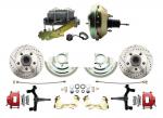1967-1969 F Body 1968-1974 X Body Front Power 2" Drop Disc Brake Conversion Kit Drilled & Slotted & Powder Coated Red Calipers Rotors W/9" Dual Zinc Booster Kit