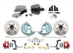 1967-1969 F Body 1968-1974 X Body Front Power Disc Brake Conversion Kit Drilled & Slotted & Powder Coated Red Calipers Rotors W/ 8" Dual Powder Coated Black Booster Kit