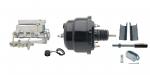 1955-1958 GM Full Size (Impala,  Bel Air) 8" Dual Powder Coated Black Booster Conversion Kit W/ Chrome Flat Top Master Cylinder Bottom Mount Disc/ Disc Proportioning Valve Kit