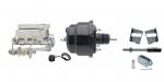 1965-1968 GM Full Size (Impala,  Bel Air) 8" Dual Powder Coated Black Booster Conversion Kit W/ Chrome Flat Top Master Cylinder Bottom Mount Disc/ Drum Proportioning Valve Kit