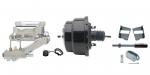 1965-1968 GM Full Size (Impala,  Bel Air) 8" Dual Powder Coated Black Booster Conversion Kit W/ Chrome Flat Top Master Cylinder Left Mount Disc/ Disc Proportioning Valve Kit