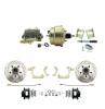 1959-1964 GM Full Size Front Disc Brake Kit Black Powder Coated Calipers Drilled/Slotted Rotors (Impala, Bel Air, Biscayne) & 8" Dual Zinc Booster Conversion Kit W/ Cast Iron Master Cylinder Bottom Mount Disc/ Drum Proportioni