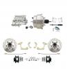 1959-1964 GM Full Size Front Disc Brake Kit Black Powder Coated Calipers Drilled/Slotted Rotors (Impala, Bel Air, Biscayne) & 8" Dual Chrome Booster Conversion Kit W/ Flat Top Chrome Master Cylinder Bottom Mount Disc/ Drum Pro