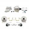 1959-1964 GM Full Size Front Disc Brake Kit Black Powder Coated Calipers Drilled/Slotted Rotors (Impala, Bel Air, Biscayne) & 8" Dual Chrome Booster Conversion Kit W/ Flat Top Chrome Master Cylinder Left Mount Disc/ Drum Propo