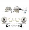 1959-1964 GM Full Size Front Disc Brake Kit Black Powder Coated Calipers Drilled/Slotted Rotors (Impala, Bel Air, Biscayne) & 8" Dual Chrome Booster Conversion Kit W/ Chrome Master Cylinder Bottom Mount Disc/ Drum Proportionin