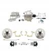 1959-1964 GM Full Size Front Disc Brake Kit Black Powder Coated Calipers Drilled/Slotted Rotors (Impala, Bel Air, Biscayne) & 8" Dual Chrome Booster Conversion Kit W/ Chrome Master Cylinder Left Mount Disc/ Drum Proportioning