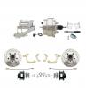 1959-1964 GM Full Size Front Disc Brake Kit Black Powder Coated Calipers Drilled/Slotted Rotors (Impala, Bel Air, Biscayne) & 8" Dual Stainless Steel Booster Conversion Kit W/ Chrome Flat Top Master Cylinder Left Mount Disc/ D