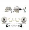 1959-1964 GM Full Size Front Disc Brake Kit Black Powder Coated Calipers Drilled/Slotted Rotors (Impala, Bel Air, Biscayne) & 8" Dual Stainless Steel Conversion Kit W/ Chrome Master Cylinder Bottom Mount Disc/ Drum Proportioni