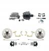 1959-1964 GM Full Size Front Disc Brake Kit Black Powder Coated Calipers Drilled/Slotted Rotors (Impala, Bel Air, Biscayne) & 8" Dual Powder Coated Black Booster Conversion Kit W/ Aluminum Master Cylinder Bottom Mount Disc/ Dr