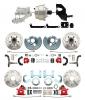 1962-72 Mopar B&E Body Front & Rear Disc Brake Conversion Kit W/ Drilled & Slotted Rotors & Powder Coated Red Calipers ( Charger, Challenger, Coronet) W/ 8" Dual Chrome Booster Conversion Kit W/ Flat Top Chrome Master Kit