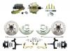 1964-1972 GM A Body Front Power 2" Drop Disc Brake Conversion Kit Drilled & Slotted & Powder Coated Black Calipers Rotors W/ 8"Dual Zinc Booster Kit