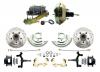 1964-1972 GM A Body Front Power 2" Drop Disc Brake Conversion Kit Drilled & Slotted & Powder Coated Black Calipers Rotors W/9" Dual Zinc Booster Kit