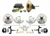 1964-1972 GM A Body Front Power 2" Drop Disc Brake Conversion Kit Drilled & Slotted & Powder Coated Black Calipers Rotors W/ 11" Single Delco Moraine Style Zinc Booster Kit