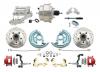 1964-1972 GM A Body Front Power Disc Brake Conversion Kit Drilled & Slotted & Powder Coated Red Calipers Rotors W/8" Dual Chrome Flat Top Booster Kit
