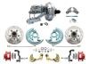 1964-1972 GM A Body Front Power Disc Brake Conversion Kit Drilled/ Slotted Rotors Powder Coated Red Calipers W/ 9" Chrome Booster Kit