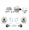 1965-1968 GM Full Size Front Disc Brake Kit Black Powder Coated Calipers Drilled/Slotted Rotors (Impala, Bel Air, Biscayne) & 8" Dual Chrome Booster Conversion Kit W/ Chrome Master Cylinder Left Mount Disc/ Drum Proportioning