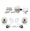 1965-1968 GM Full Size Front Disc Brake Kit Black Powder Coated Calipers Drilled/Slotted Rotors (Impala, Bel Air, Biscayne) & 8" Dual Stainless Steel Booster Conversion Kit W/ Chrome Flat Top Master Cylinder Left Mount Disc/ D