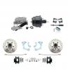 1965-1968 GM Full Size Front Disc Brake Kit Black Powder Coated Calipers Drilled/Slotted Rotors (Impala, Bel Air, Biscayne) & 8" Dual Powder Coated Black Booster Conversion Kit W/ Aluminum Master Cylinder Left Mount Disc/ Drum